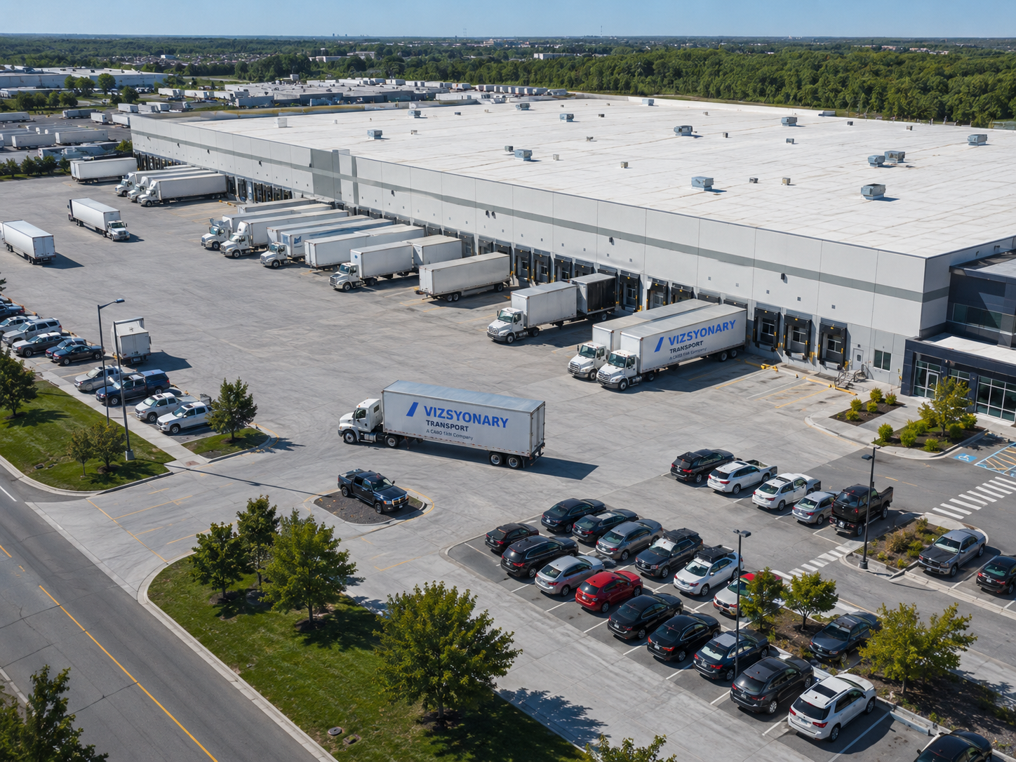Busy American warehouse distribution center